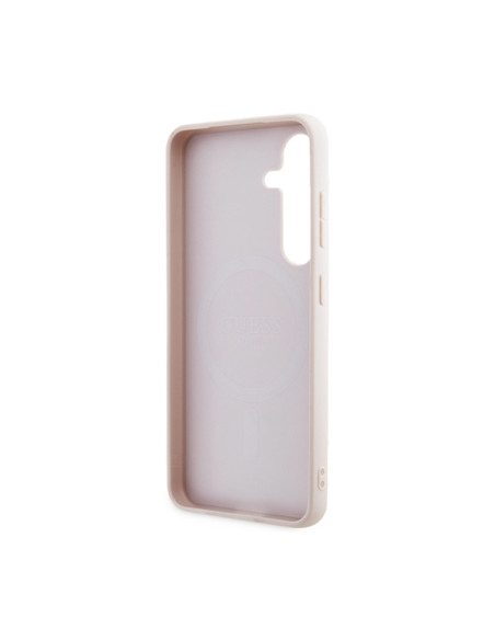 Etui Do Samsung Galaxy S24 Guess 4G Collection Leather Metal Logo MagSafe Różowy