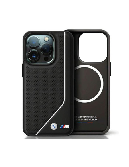 Etui Do iPhone 15 BMW Perforated Twisted Line MagSafe Czarny