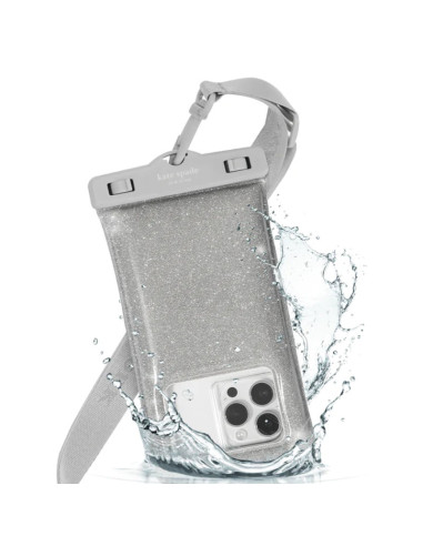 Etui wodoodporne do smartfonów do 6.7" Kate Spade New York Waterproof Floating Pouch Przezroczysty Brokatowy