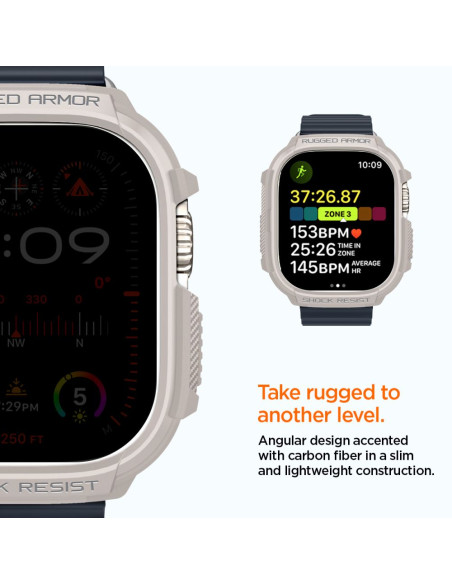 Etui Do Apple Watch ( 49 Mm ) Spigen Rugged Armor Beżowy