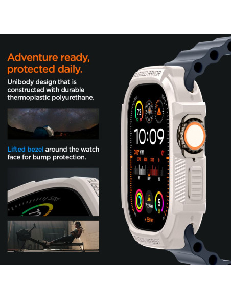 Etui Do Apple Watch ( 49 Mm ) Spigen Rugged Armor Beżowy