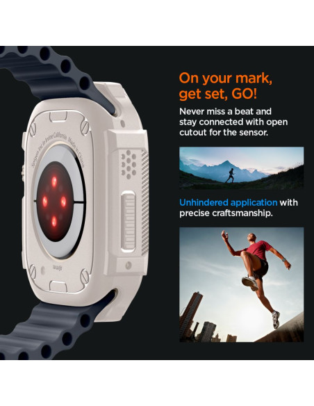 Etui Do Apple Watch ( 49 Mm ) Spigen Rugged Armor Beżowy