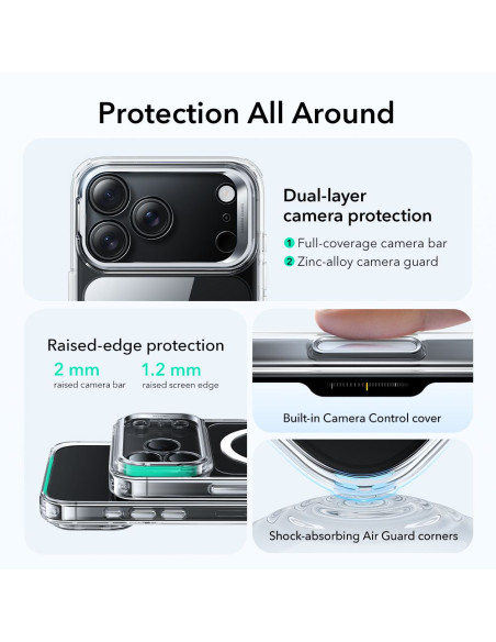 Etui do iPhone 17 Pro Max ESR MagSafe Hybrid z podpórką MagSafe Przezroczysty