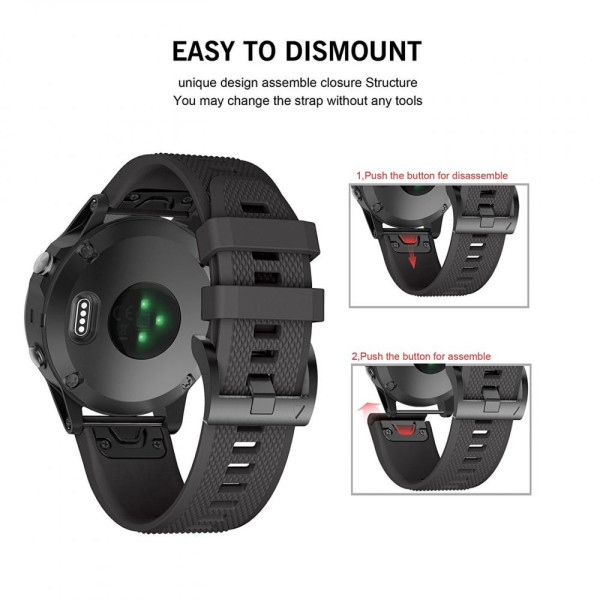 Pasek Do Garmin Fenix 3 / 5X / 3HR / 5X Plus / 6X / 6X Pro / 7X Tech-Protect Smooth Czarny