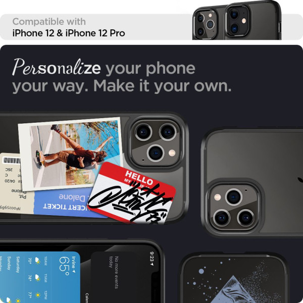 Etui Do iPhone 12 / 12 Pro Spigen Ultra Hybrid Czarny Matowy