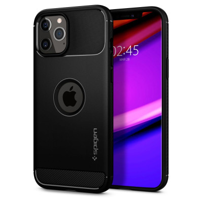 Etui Do iPhone 12 / 12 Pro Spigen Rugged Armor Czarny Matowy