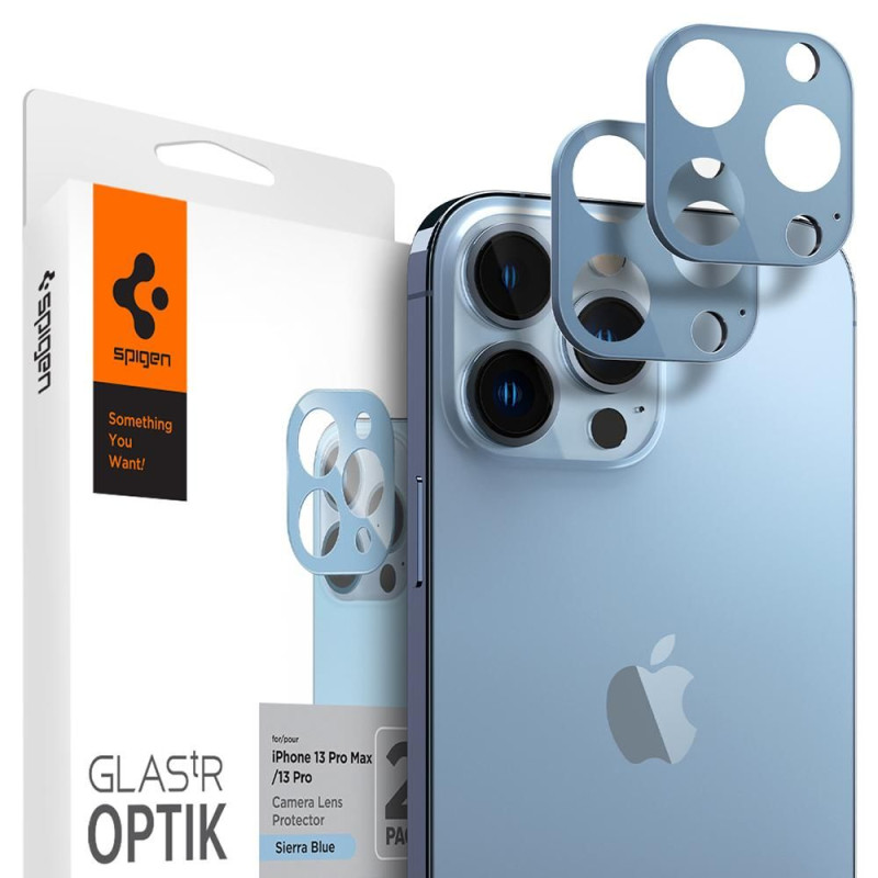 2x Osłona Aparatu Spigen Optik.Tr Camera Protector iPhone 13 Pro / 13 Pro Max Niebieski