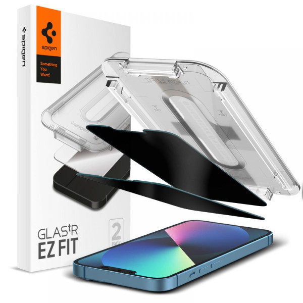 2x Prywatyzujące Szkło Hartowane Spigen Glas.Tr " Ez Fit " iPhone 13 / 13 Pro / 14