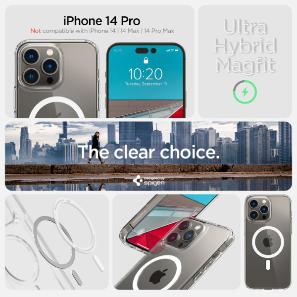 Etui Do iPhone 14 Pro Spigen Ultra Hybrid Mag MagSafe Biały