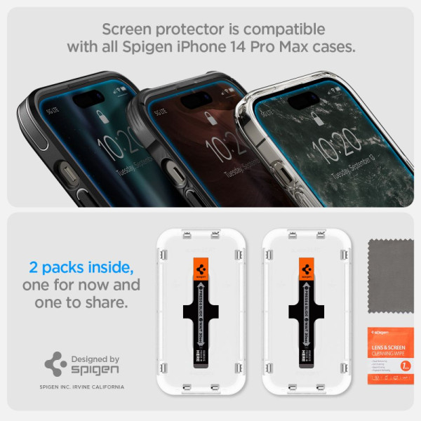 2x Szkło Hartowane Spigen Glas.Tr " Ez Fit " iPhone 14 Pro