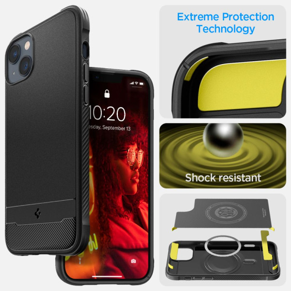 Etui Do iPhone 14 Spigen Rugged Armor Mag MagSafe Czarny Matowy