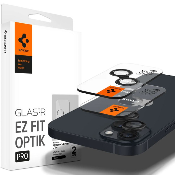 2x Osłona Aparatu Spigen Optik.Tr " Ez Fit " Camera Protector iPhone 14 / 14 Plus / 15 / 15 Plus