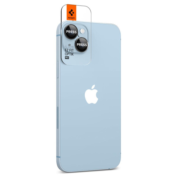 2x Osłona Aparatu Spigen Optik.Tr " Ez Fit " Camera Protector iPhone 14 / 14 Plus / 15 / 15 Plus