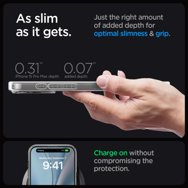 Etui Do iPhone 15 Pro Max Spigen Ultra Hybrid Mag MagSafe Szary