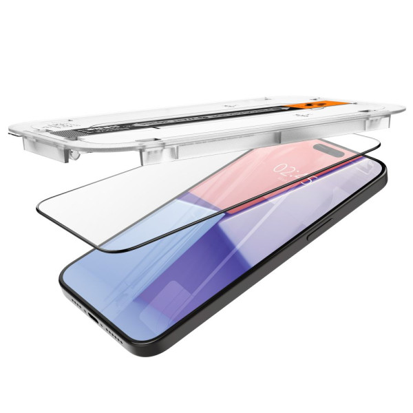 2x Szkło Hartowane Do iPhone 15 Pro Max Spigen Glas.Tr " Ez Fit " Fc Czarny