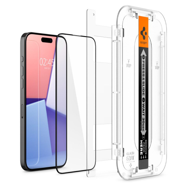 Szkło Hartowane iPhone 15 Pro Max Spigen Glas.Tr " Ez Fit " Fc Czarny