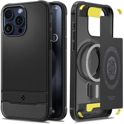 Etui Do iPhone 15 Pro Max Spigen Rugged Armor Mag MagSafe Czarny Matowy