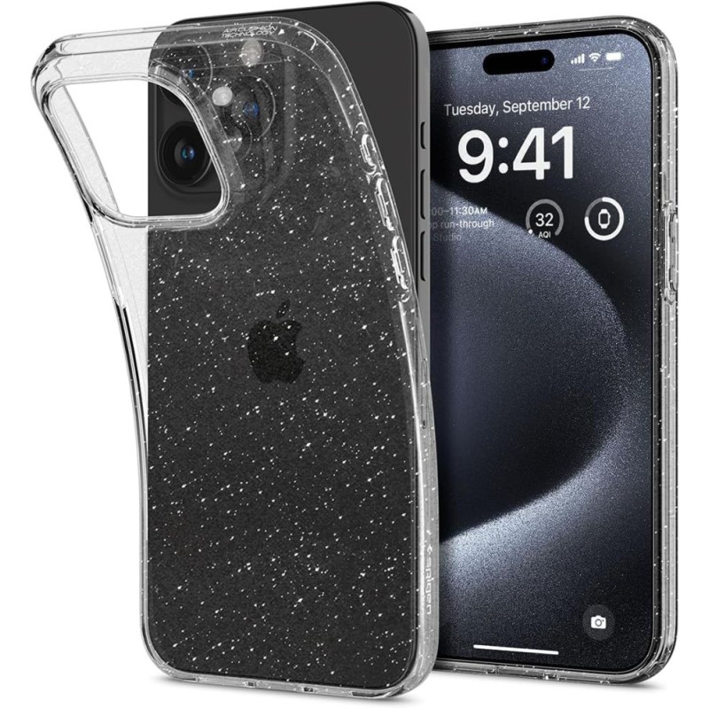 Etui Do iPhone 15 Pro Spigen Liquid Crystal Przezroczysty Brokatowy