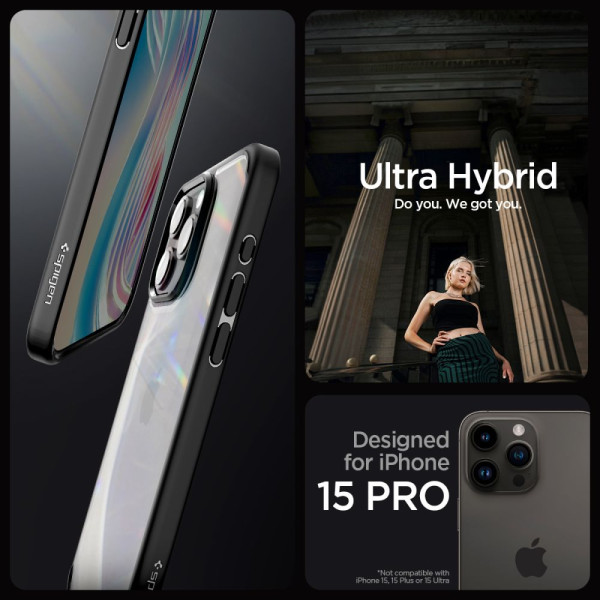 Etui Do iPhone 15 Pro Spigen Ultra Hybrid Czarny Matowy