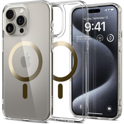 Etui Do iPhone 15 Pro Spigen Ultra Hybrid Mag MagSafe Złoty
