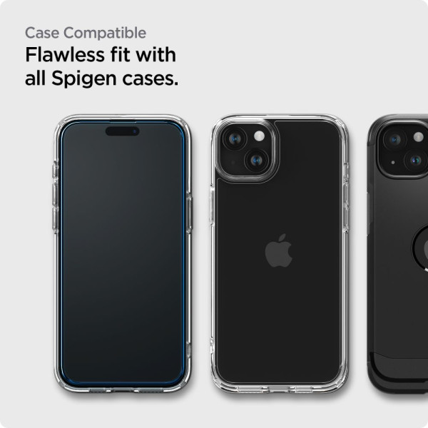 2x Szkło Hartowane Do iPhone 15 Plus Spigen Alm Glass Fc Czarny