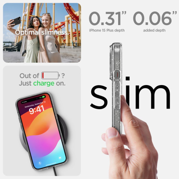 Etui Do iPhone 15 Plus Spigen Liquid Crystal Przezroczysty Brokatowy