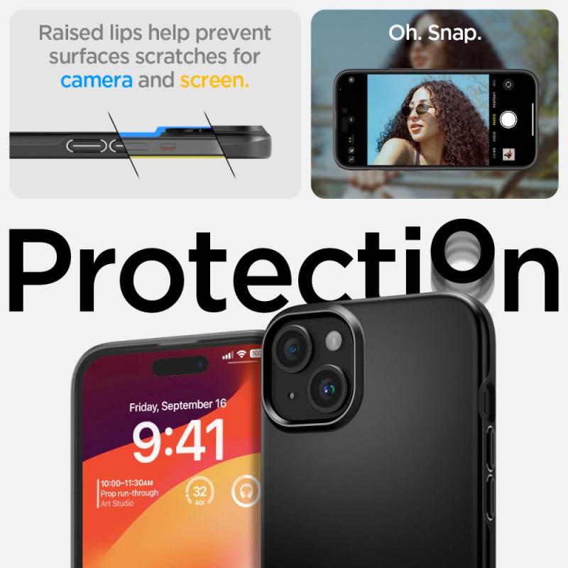 Etui Do iPhone 15 Spigen Thin Fit Czarny