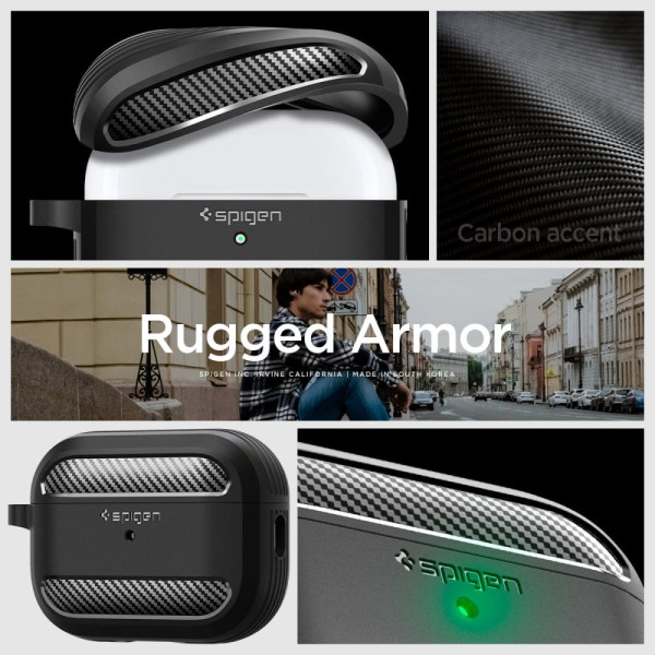 Etui Do Apple AirPods Pro 1 / 2 Spigen Rugged Armor Czarny Matowy