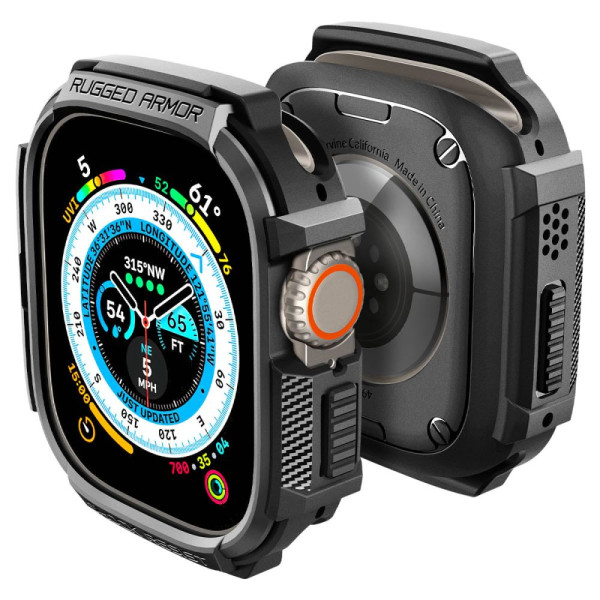Etui Do Apple Watch 49 mm Spigen Rugged Armor Czarny Matowy