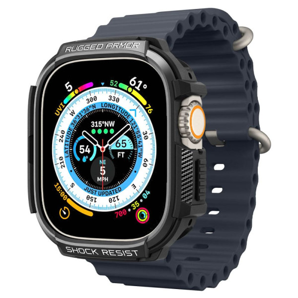 Etui Do Apple Watch 49 mm Spigen Rugged Armor Czarny Matowy