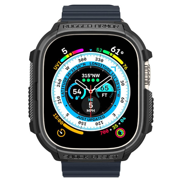 Etui Do Apple Watch 49 mm Spigen Rugged Armor Czarny Matowy