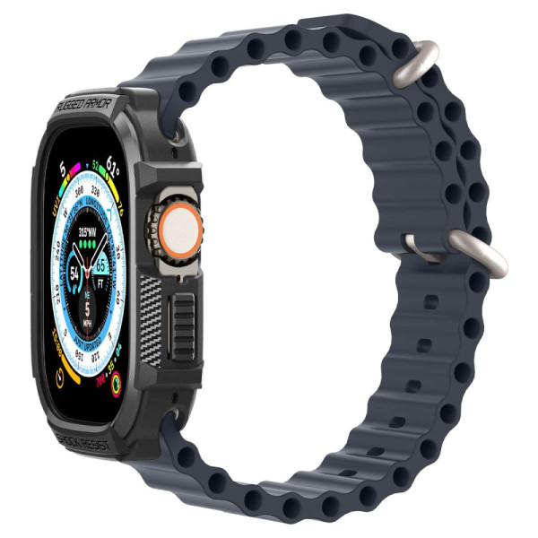 Etui Do Apple Watch 49 mm Spigen Rugged Armor Czarny Matowy