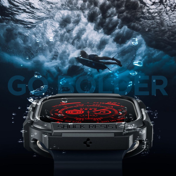 Etui Do Apple Watch 49 mm Spigen Rugged Armor Czarny Matowy