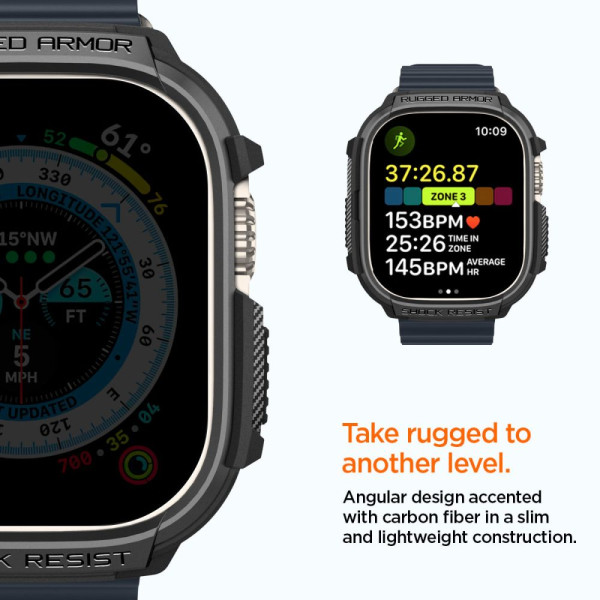 Etui Do Apple Watch 49 mm Spigen Rugged Armor Czarny Matowy