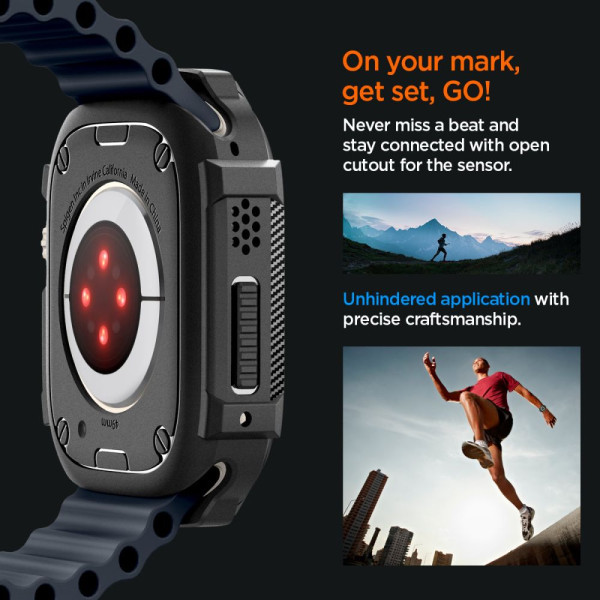 Etui Do Apple Watch 49 mm Spigen Rugged Armor Czarny Matowy