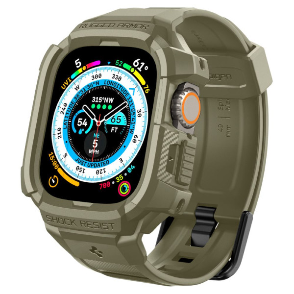 Etui Z Paskiem Do Apple Watch 49 mm Spigen Rugged Armor Pro Zielony