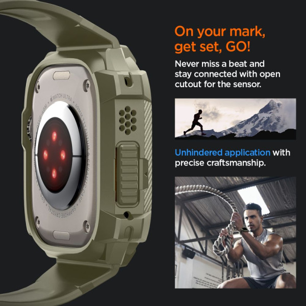 Etui Z Paskiem Do Apple Watch 49 mm Spigen Rugged Armor Pro Zielony