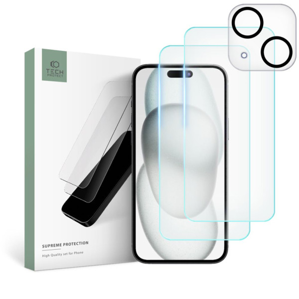 Zestaw Szkieł Hartowanych Tech-Protect Supreme iPhone 15