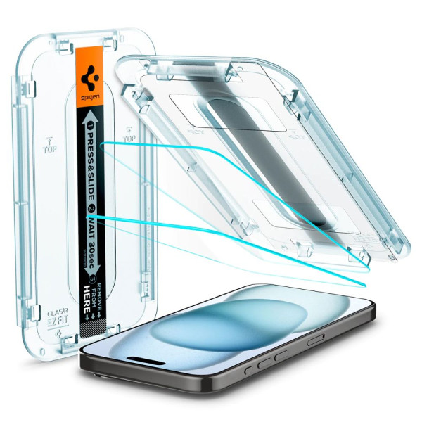 2x Szkło Hartowane Do iPhone 15 Spigen Glas.Tr " Ez Fit "