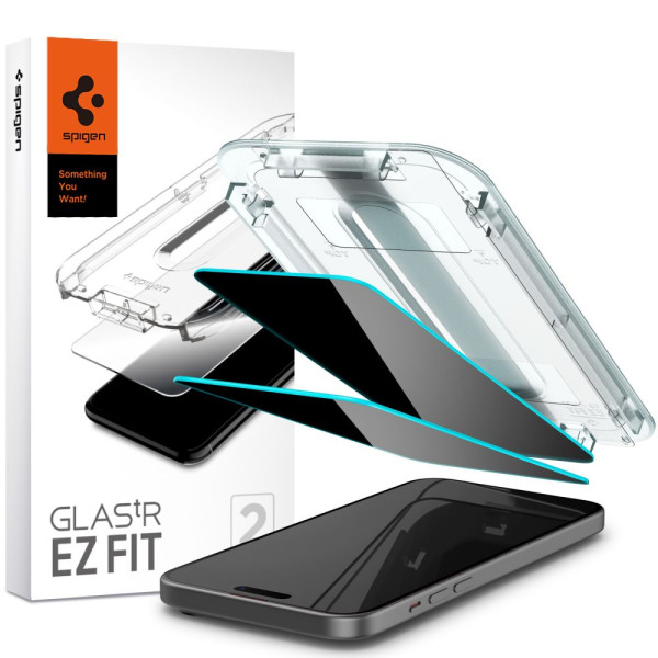 2x Prywatyzujące Szkło Hartowane Spigen Glas.Tr " Ez Fit " iPhone 15