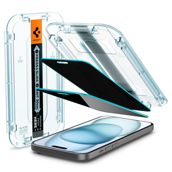 2x Prywatyzujące Szkło Hartowane Spigen Glas.Tr " Ez Fit " iPhone 15