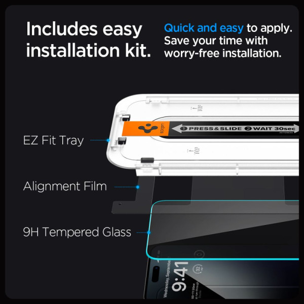 2x Prywatyzujące Szkło Hartowane Spigen Glas.Tr " Ez Fit " iPhone 15