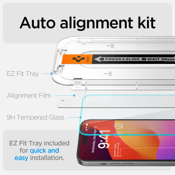 Szkło Hartowane Do iPhone 15 Clearspigen Glas.Tr " Ez Fit "