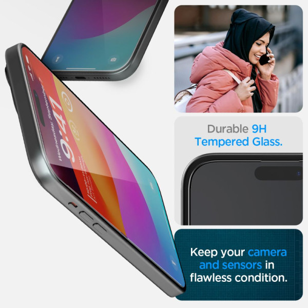 Szkło Hartowane Do iPhone 15 Spigen Glas.Tr " Ez Fit " Fc Czarny