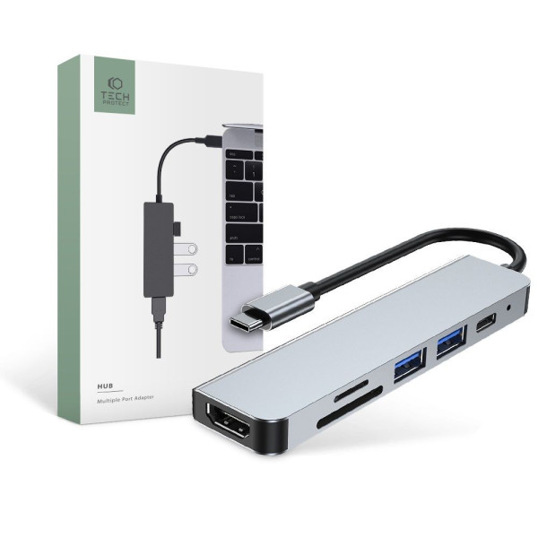 Adapter 6w1 Tech-Protect V4 - Hub Szary