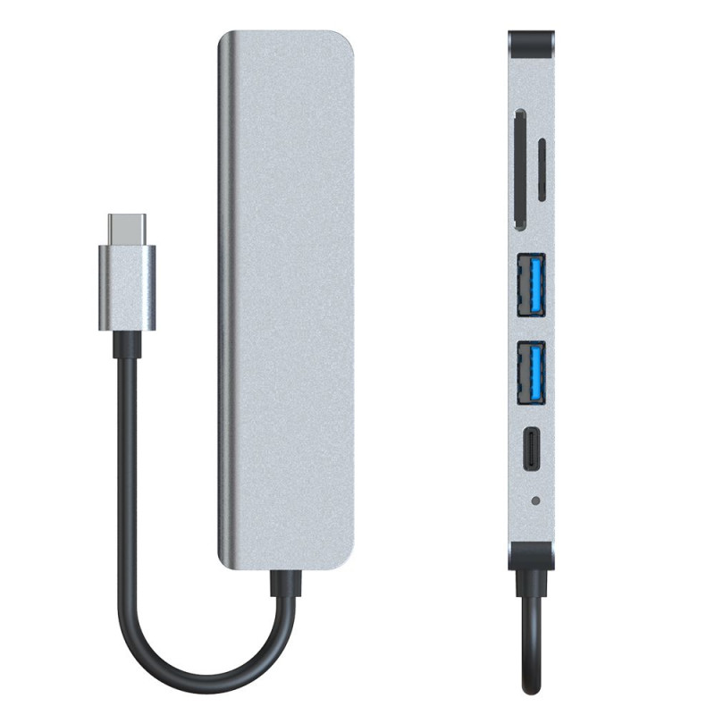 Adapter 6w1 Tech-Protect V4 - Hub Szary
