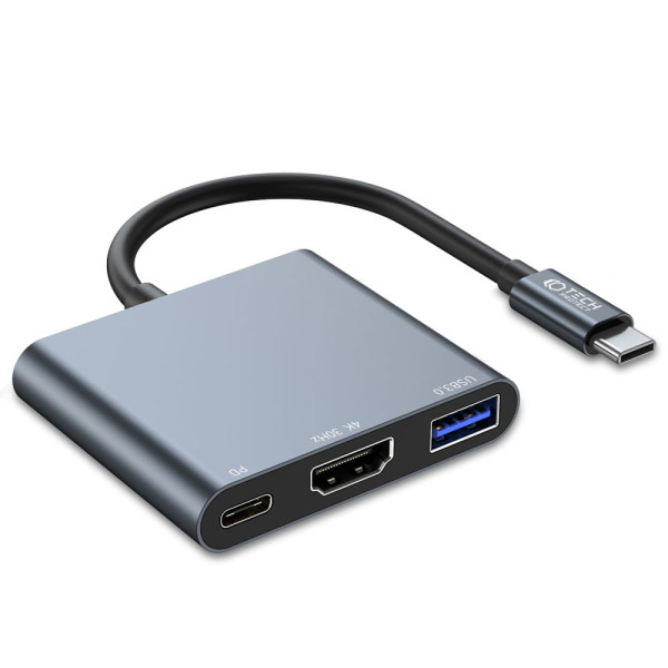 Adapter 3w1 Tech-Protect V1 -  Hub Szary