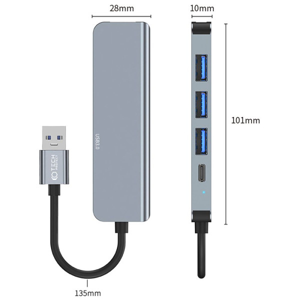 Adapter 5w1 Tech-Protect V0 - Hub Szary