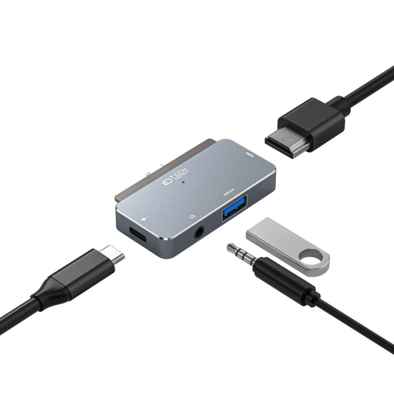 Adapter 4w1 Tech-Protect V6 - Hub Szary