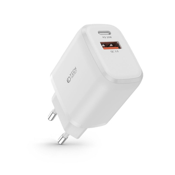 Ładowarka Sieciowa Tech-Protect C20 W 2 - Porty PD20 W / QC3.0 Biały